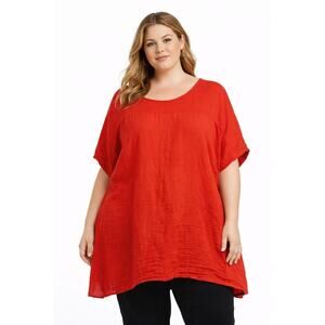 Bella Umbra Orange Linen Blouse Coastal Beach Lagenlook Womens Plus Size 2x